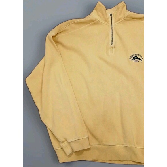 Vintage Tommy Bahama Men’s XXL Yellow 1/4 Zip Cotton Sweatshirt Pullover EUC - Picture 3 of 10